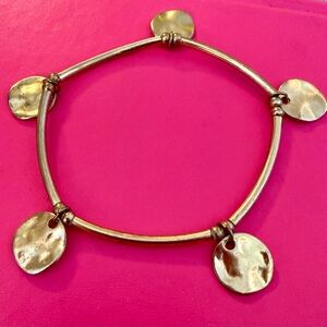 Handmade Boho Style Brass Bracelet With Hammered Disc Charms